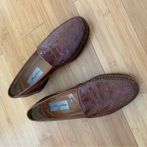Mezlan Crocodile Pattern Brown Loafers